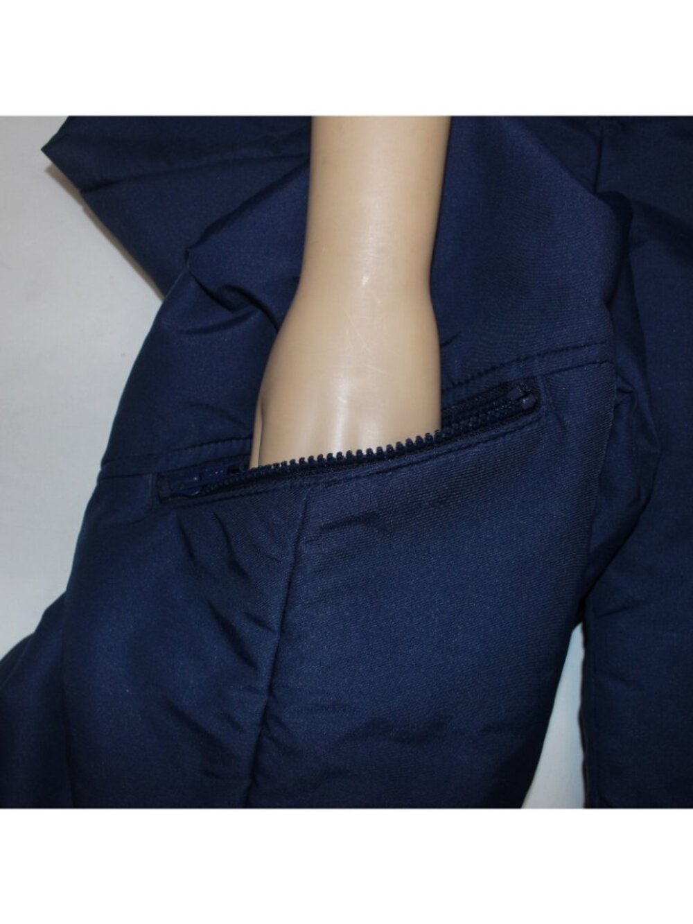 Mountain Goat White Stag Snow Pants Sz 36 Navy Blue Pockets One Piece 100% Poly - Picture 7 of 8